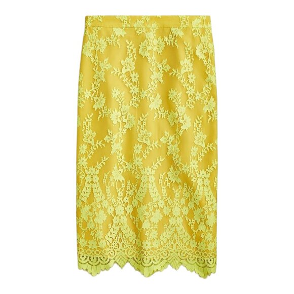 J. Crew Dresses & Skirts - *NWT* J.Crew Chantilly Lace Pencil Skirt, Kiwi Yellow, Size 10